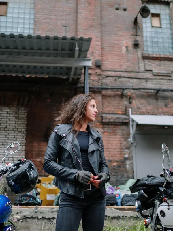 Siyah Suni Deri Biker Ceket